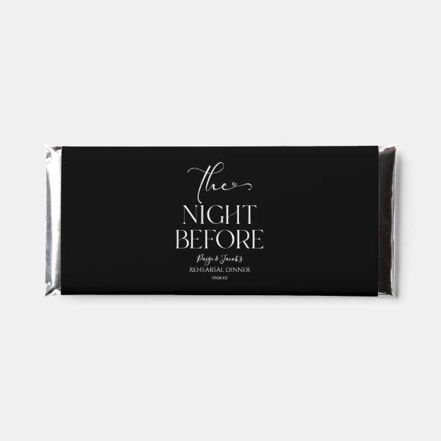 The Night Before Minimal Wedding Rehearsal Dinner Hershey Bar Favors (Front)