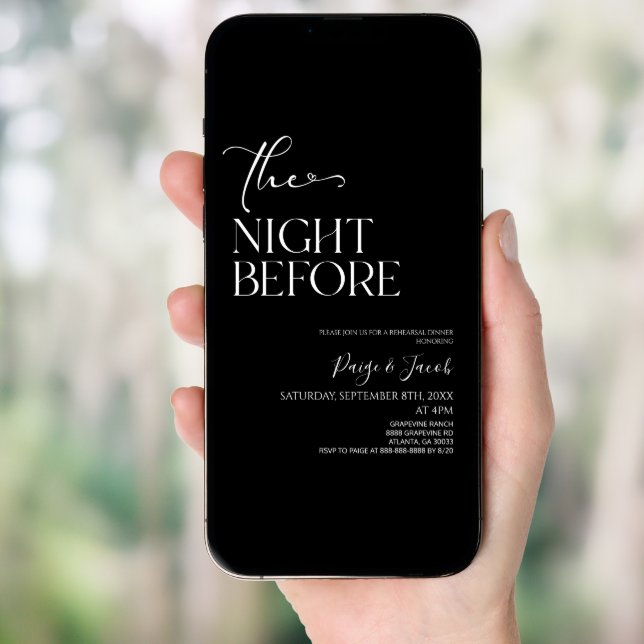 The Night Before Minimal Wedding Rehearsal Dinner Invitation (Front Digital)
