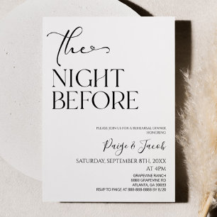 The Night Before Minimal Wedding Rehearsal Dinner Invitation