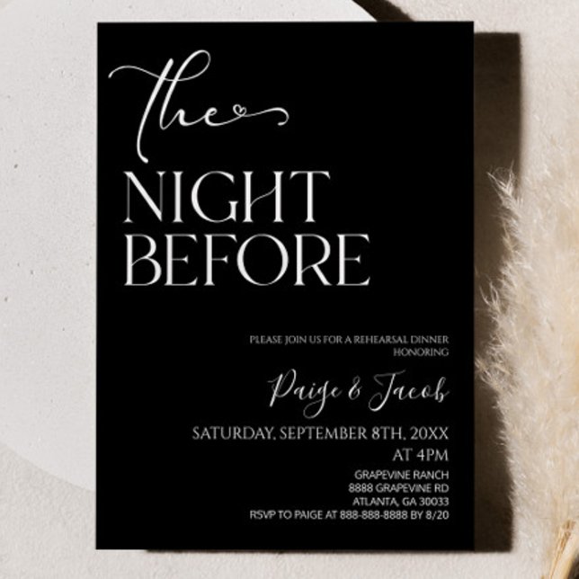 The Night Before Minimal Wedding Rehearsal Dinner Invitation (Creator Uploaded)