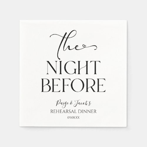 The Night Before Minimal Wedding Rehearsal Dinner Napkins