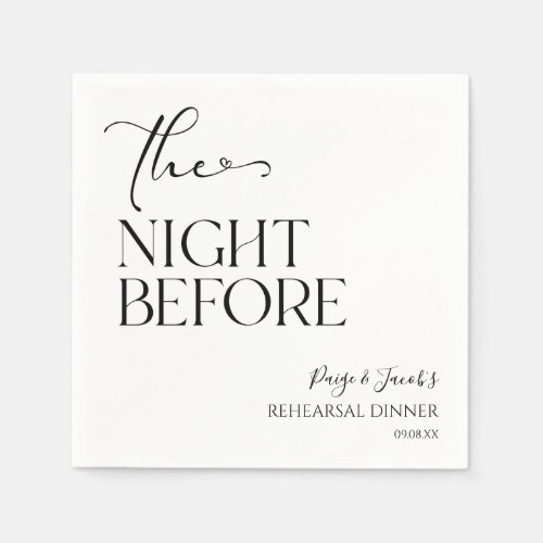 The Night Before Minimal Wedding Rehearsal Dinner Napkins