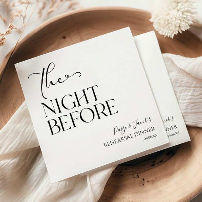 The Night Before Minimal Wedding Rehearsal Dinner Napkins (Creator Uploaded)