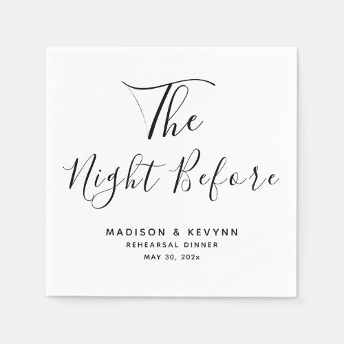 The Night Before Minimal Wedding Rehearsal Dinner  Napkins
