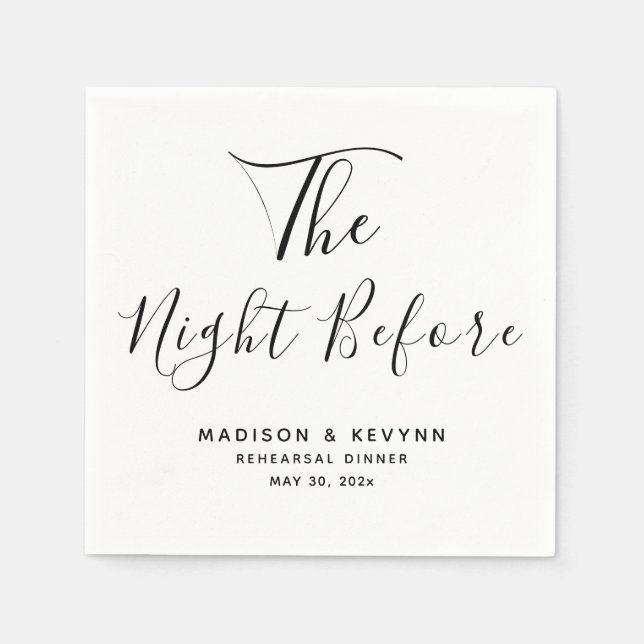 The Night Before Minimal Wedding Rehearsal Dinner  Napkins (Front)