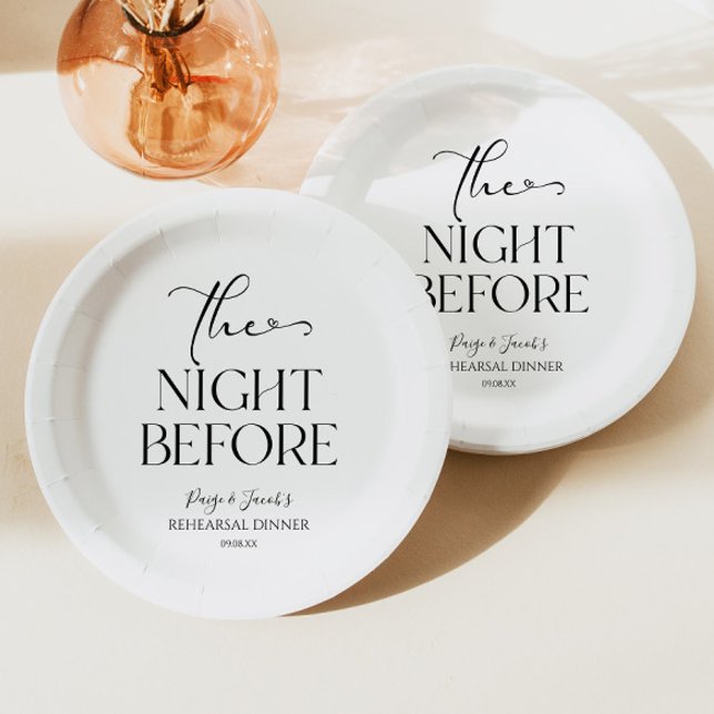 The Night Before Minimal Wedding Rehearsal Dinner Paper Plates (Creator Uploaded)