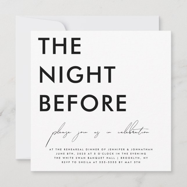 The Night Before Mod Rehearsal Dinner Invitation (Front)