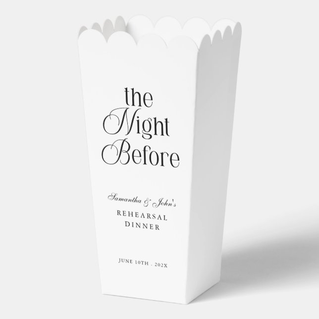 The Night Before Modern Elegant Rehearsal Dinner Favor Boxes (Front)