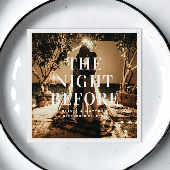 The Night Before | Modern Photo Wedding Rehearsal Napkins (Creator Uploaded)