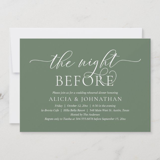 The Night Before, Modern Wedding Rehearsal Dinner Invitation (Front)
