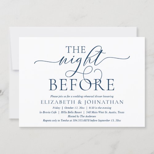 The Night Before Modern Wedding Rehearsal Dinner  Invitation