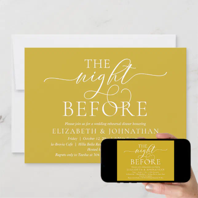 The Night Before Modern Wedding Rehearsal Dinner Invitation Zazzle