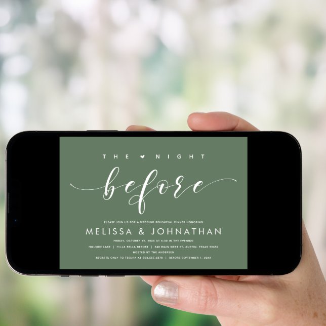 The Night Before, Modern Wedding Rehearsal Dinner  Invitation (Front Digital)
