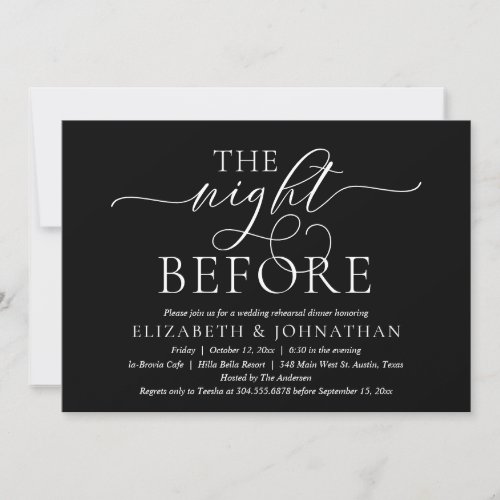 The Night Before Modern Wedding Rehearsal Dinner  Invitation