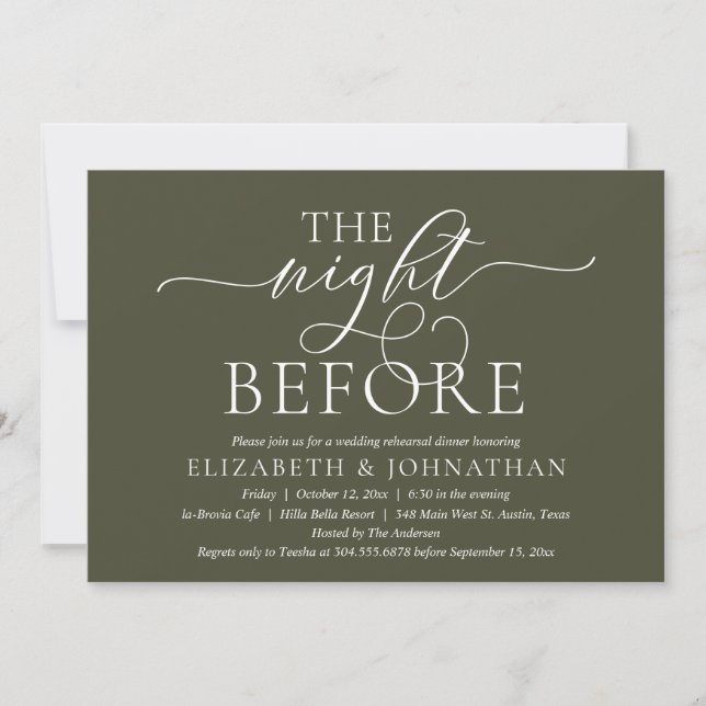 The Night Before, Modern Wedding Rehearsal Dinner Invitation (Front)