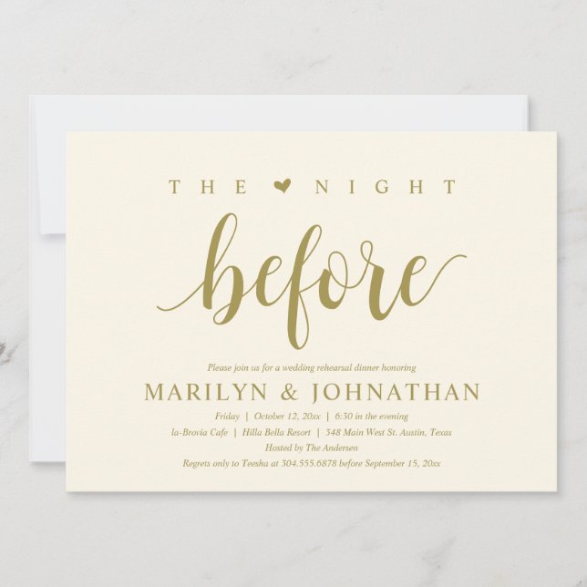 The Night Before, Modern Wedding Rehearsal Dinner Invitation (Front)