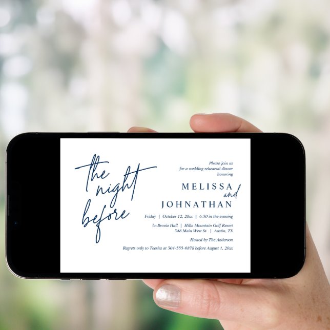 The Night Before, Modern Wedding Rehearsal Dinner Invitation (Front Digital)