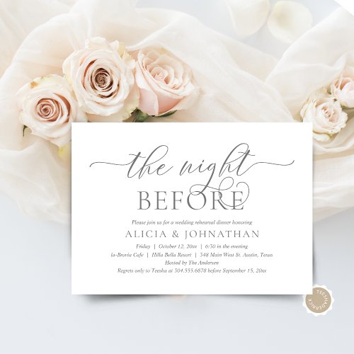 The Night Before Modern Wedding Rehearsal Dinner Invitation