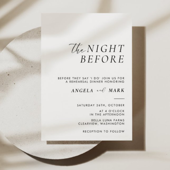 The Night Before Modern Wedding Rehearsal Dinner Invitation (Creator Uploaded)