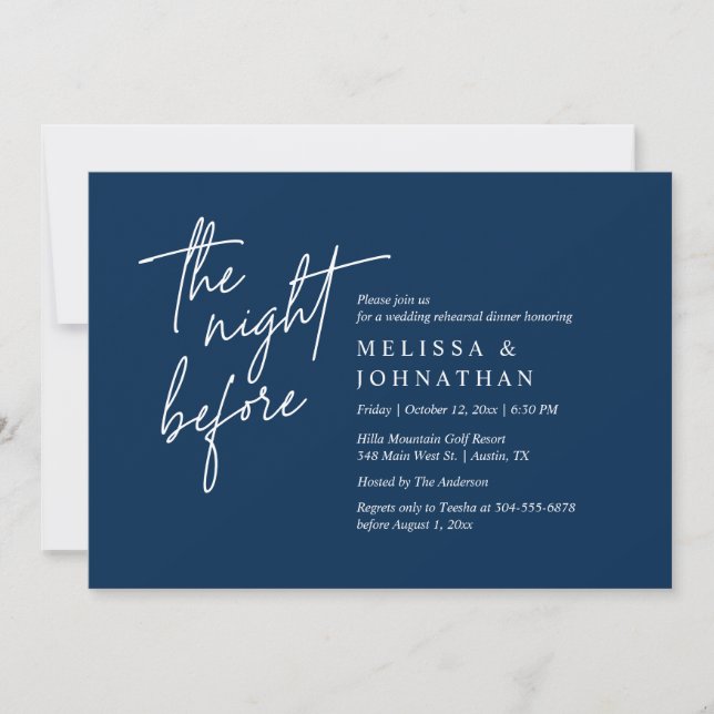The Night Before, Modern Wedding Rehearsal Dinner Invitation (Front)