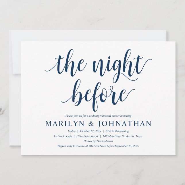 The Night Before, Modern Wedding Rehearsal Dinner Invitation (Front)