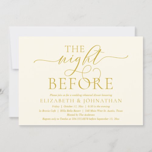 The Night Before Modern Wedding Rehearsal Dinner Invitation