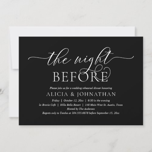 The Night Before Modern Wedding Rehearsal Dinner Invitation