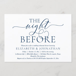 The Night Before, Navy Blue, Rehearsal Dinner Invitation