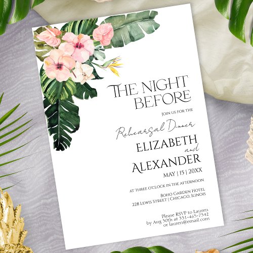 The night before Palm Tropical Rehearsal Dinner Invitation