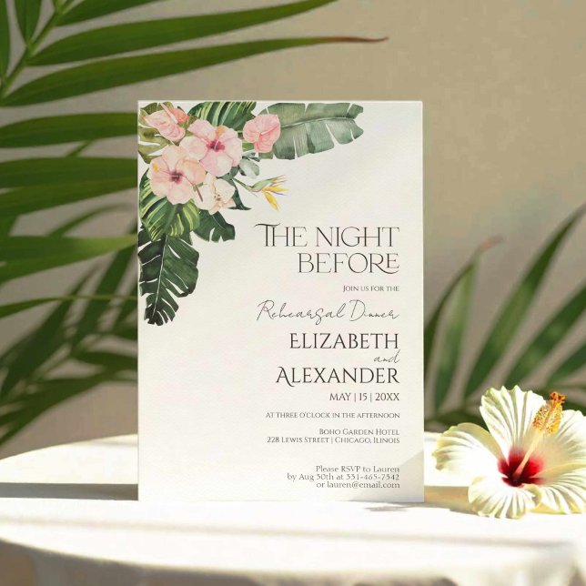 The night before Palm Tropical Rehearsal Dinner Invitation (Creator Uploaded)