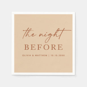 The Night Before Peach Sand Rehearsal Dinner Napkins