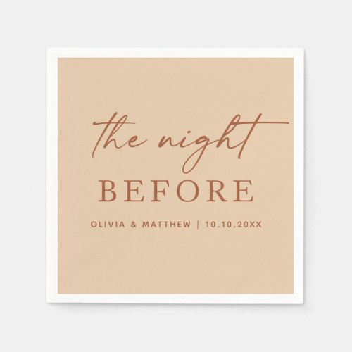 The Night Before | Peach Sand Rehearsal Dinner Napkins