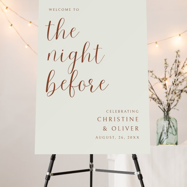 The Night Before Rehearsal Dinner Cream Welcome  Foam Board (In Situ (Stand))