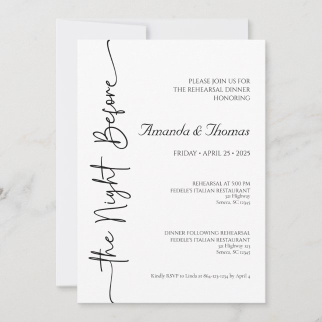 The Night Before Rehearsal Dinner Foam Boards Invitation (Front)