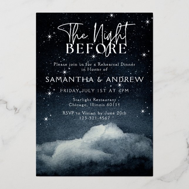 The Night Before Rehearsal Dinner  Foil Invitation (Front)