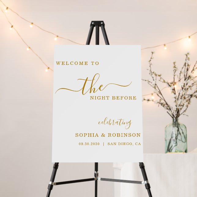 The Night Before Rehearsal Dinner Gold Script  Foam Board (In Situ (Stand))