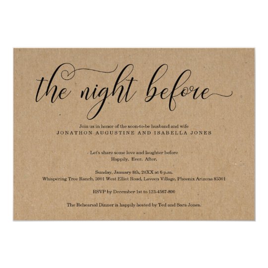 The Night Before Rehearsal Dinner Invitation