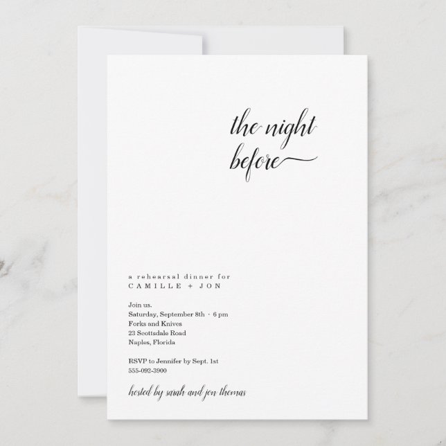 The Night Before Rehearsal Dinner Invitation (Front)
