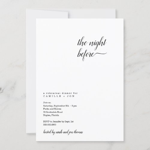 The Night Before Rehearsal Dinner Invitation - The Night Before - A modern and minimalist design for your Rehearsal Dinner invitations.