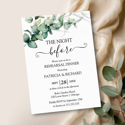 The Night Before Rehearsal Dinner  Invitation