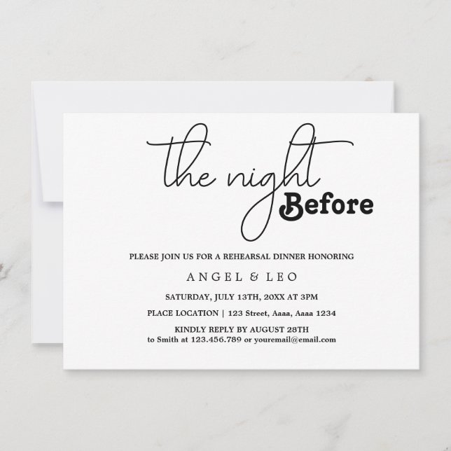  The Night Before Rehearsal Dinner Invitation Card (Front)