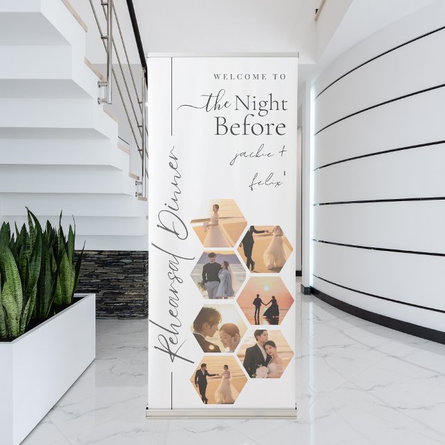 The Night Before Rehearsal Dinner Modern White Retractable Banner (Creator Uploaded)