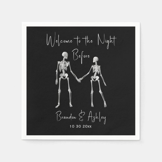 The Night Before Rehearsal Dinner Napkins Black (Front)