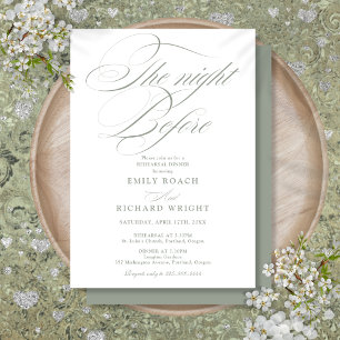 The Night Before Rehearsal Dinner Sage Green Invitation