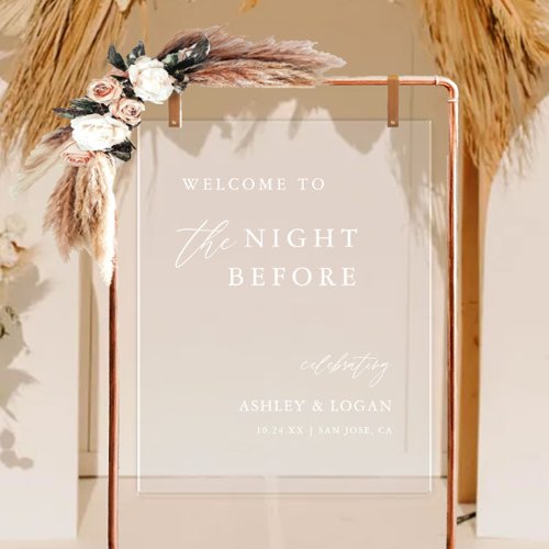 The Night Before Rehearsal Dinner Welcome  Acrylic Sign