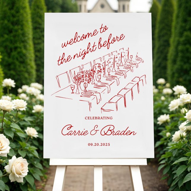 The Night Before Rehearsal Dinner Welcome Sign Red (Creator Uploaded)