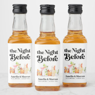 The Night Before Retro Couple's Rehearsal Dinner Liquor Bottle Label