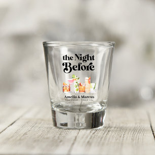 The Night Before Retro Couple's Rehearsal Dinner Shot Glass