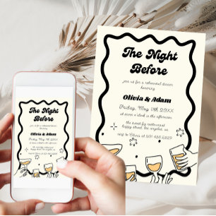 The Night Before Retro Wavy Rehearsal Dinner Invitation