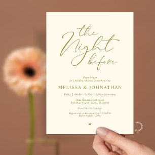 The Night Before Romantic Wedding Rehearsal Dinner Invitation